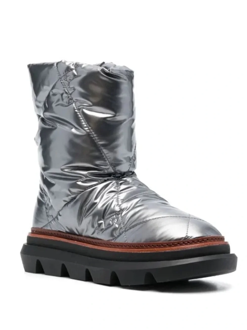 Tory Burch || Sleeping Bag Quilted Winter Booties Snow Ski Moon Boots Silver 5.5